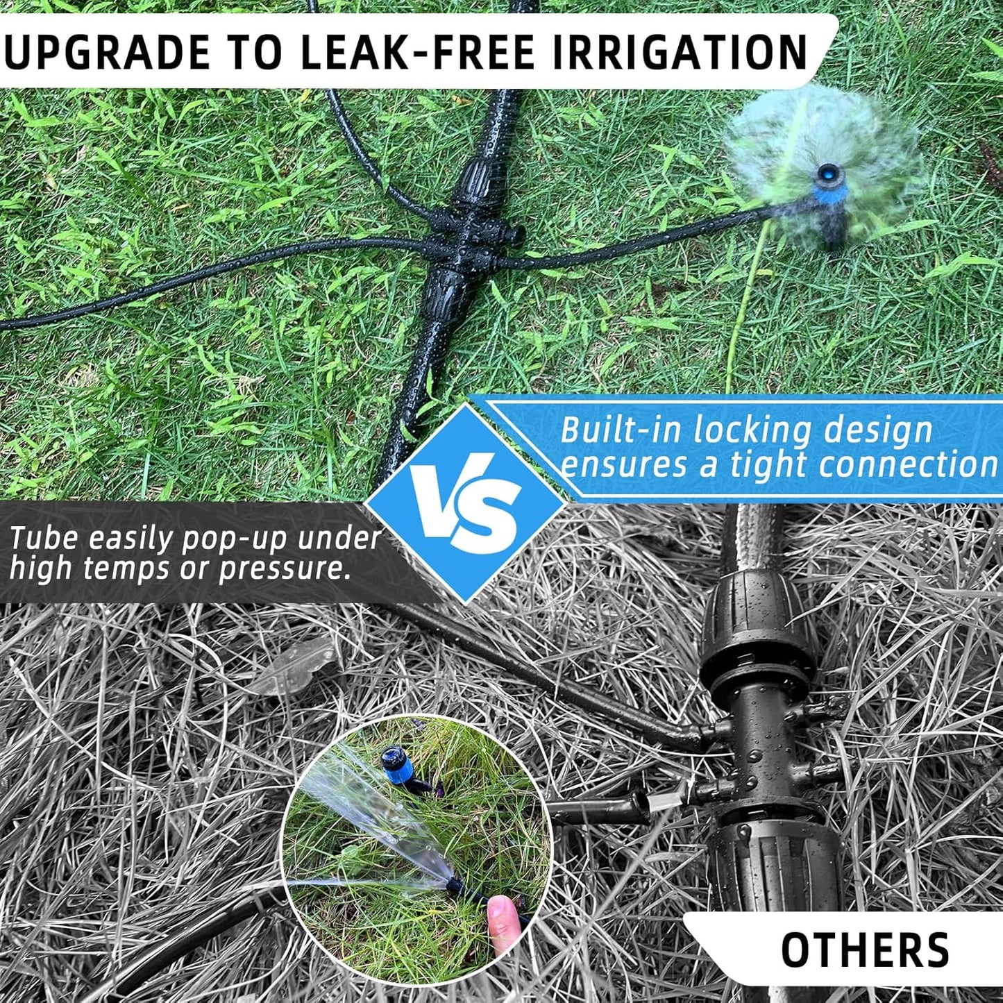 Push-to-Connect Drip Irrigation System Adjustable Irrigation System for Garden Raised Bed Automatic Plant Watering System Complete Drip Irrigation Kit with Drip Emitters, Tubing, Connectors