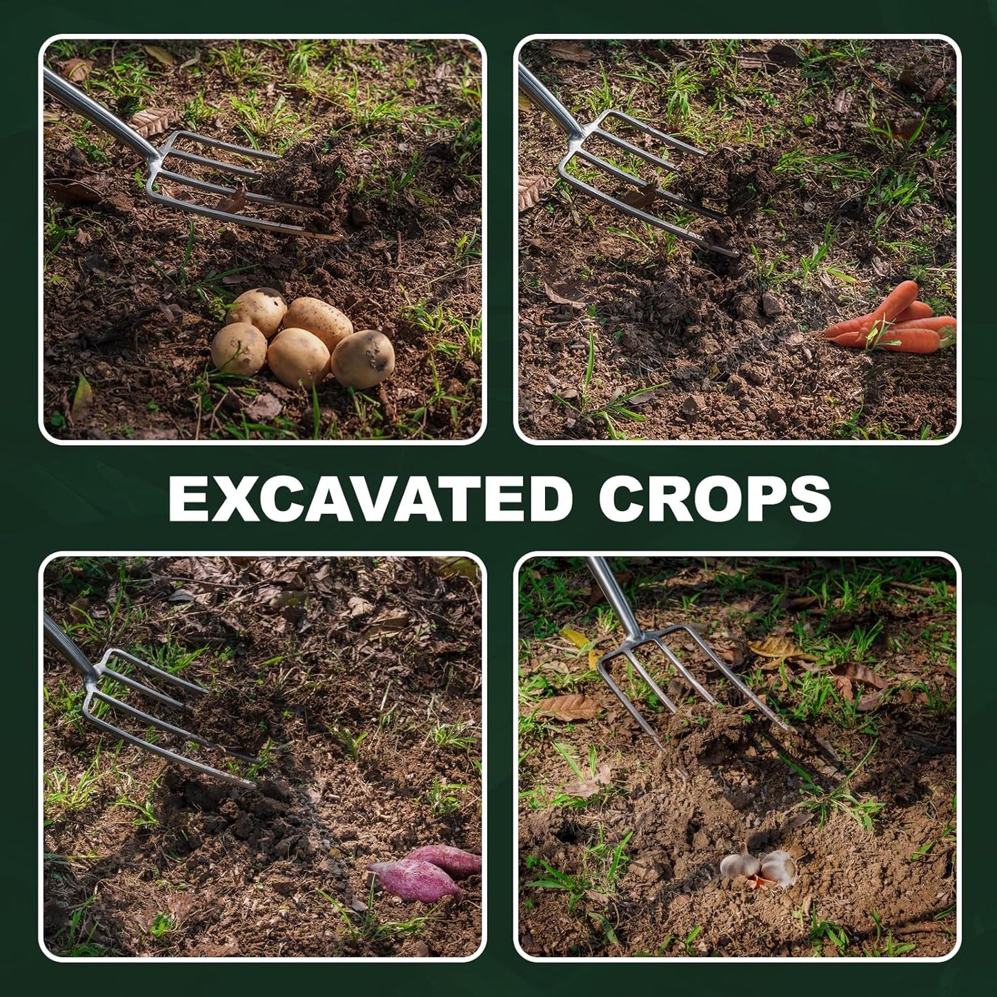 Pitchforks for Gardening Compost Digging Spading Cultivating Aerating Garden Fork Heavy Duty Yard Fork Gardening 4 Prong Compost Spade Fork 43 Inch Steel Pitchfork with D-Handle