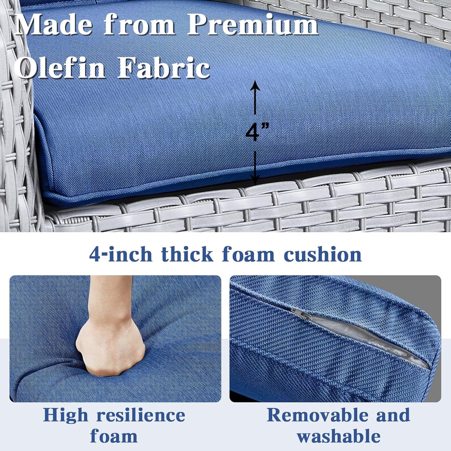 Outdoor Swivel Rocker Patio Chairs Set of 3,High Back Swivel Patio Chairs Wicker Furniture Set,2 PCS Rattan Swivel Rocking Chair with Side Table,Light Grey Wicker (A089-2)