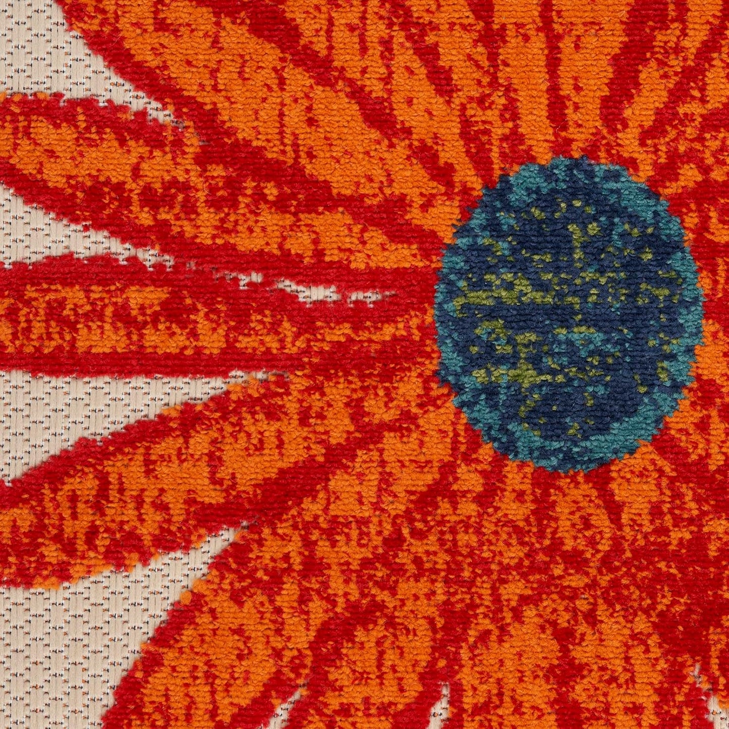 Nourison Home Aloha Indoor/Outdoor Ivory Multicolor 2' x 6' Area Rug, Easy Cleaning, Non-Shedding, Bed Room, Living Room, Dining Room, Backyard, Deck, Patio (2x6)