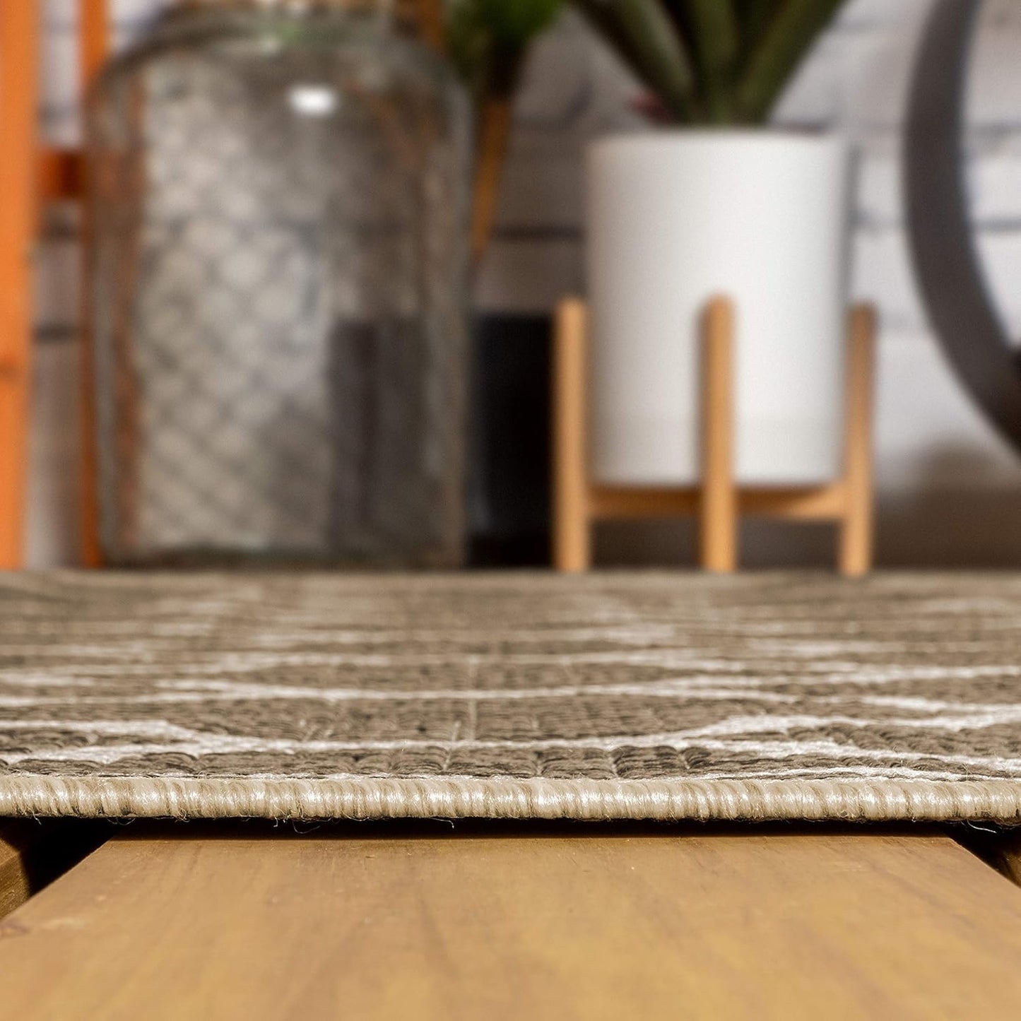 Eyely BMS109A-14 Santa Monica Trebol Moroccan Trellis Textured Weave, Pet Friendly, Non-Shedding, Stain Resistant, Easy-Cleaning, Brown/Beige, 10 ft. x 14 ft., Indoor/Outdoor, Area Rug