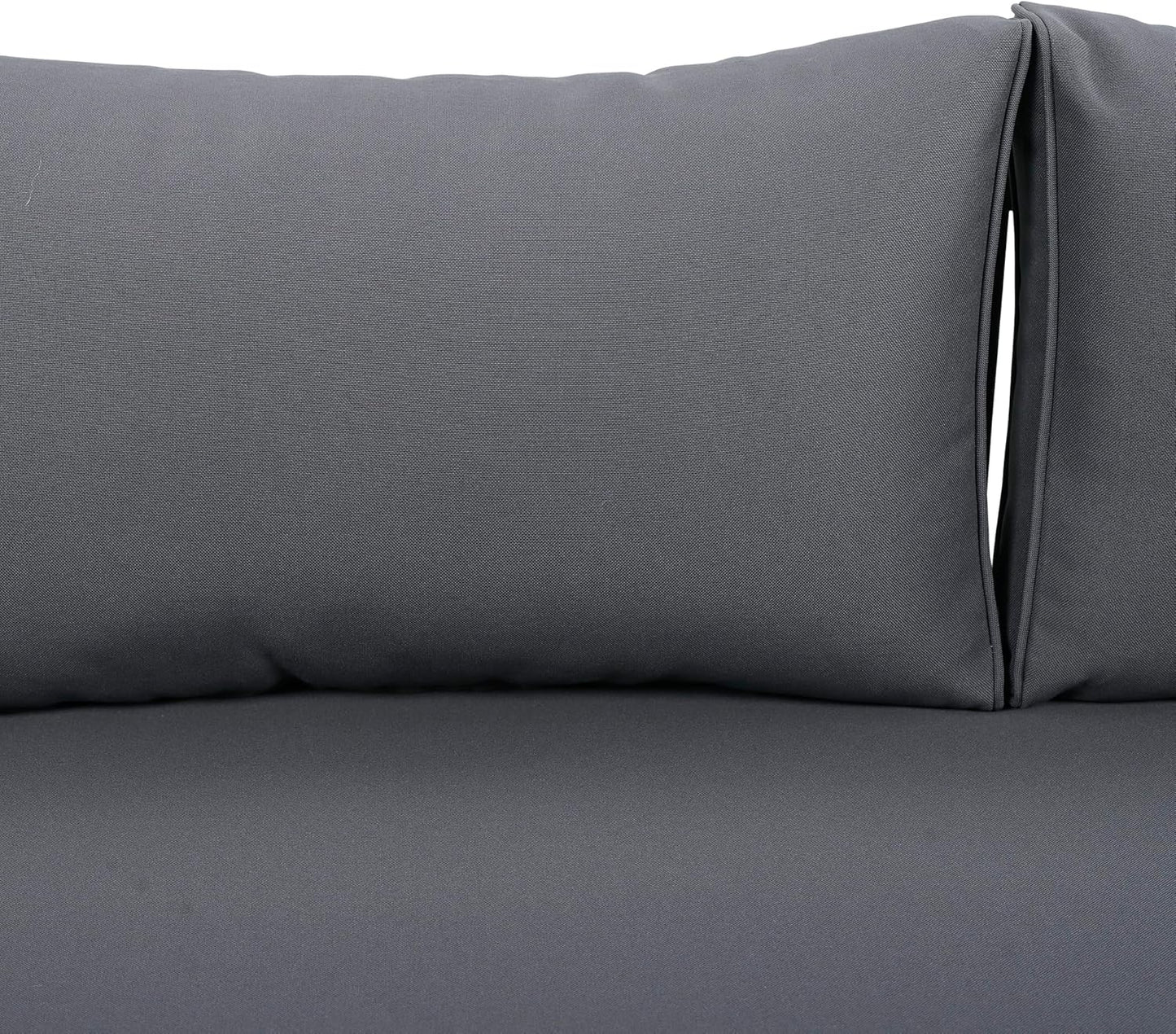 Christopher Knight Home Claremont Outdoor 3 Seater Acacia Wood Daybed with Fabric Water Resistant and Removable Cushions, Patio Garden Sofa with Slat Paneling Armrest and Back, Grey and Dark Grey