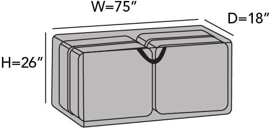 Covermates Cushion Storage Bag - Heavy-Duty Polyester, Weather Resistant, Water Resistant Zipper, Cover Accessories, 75W x 18D x 26H, Ripstop Tan