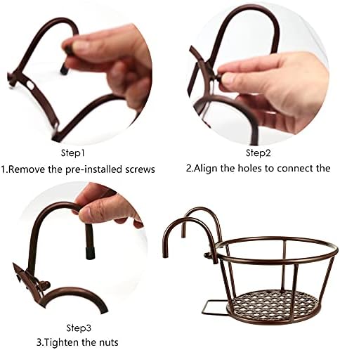 Hanging Rail Planter Baskets Gardening Wrought Iron Hanging Flower Baskets for Home Balconies, Iron Products for Home Grown Plants (Champagne)