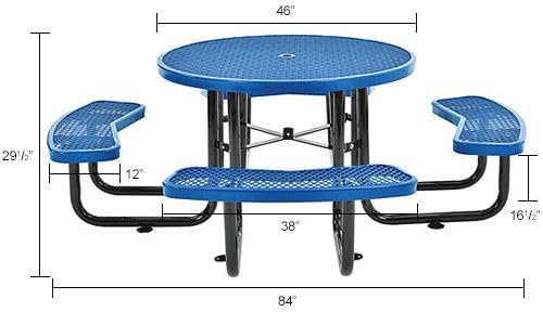 GLOBAL INDUSTRIAL 46 inch Expanded Metal Round Picnic Table, Blue