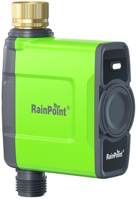 RAINPOINT WiFi Water Timer for Garden Hose, Brass Inlet WiFi Sprinkler Controller, Smart Hose Timer Valve, Automatic Drip Irrigation System/Rain Delay for Garden/Lawn/Yard (No Gateway)