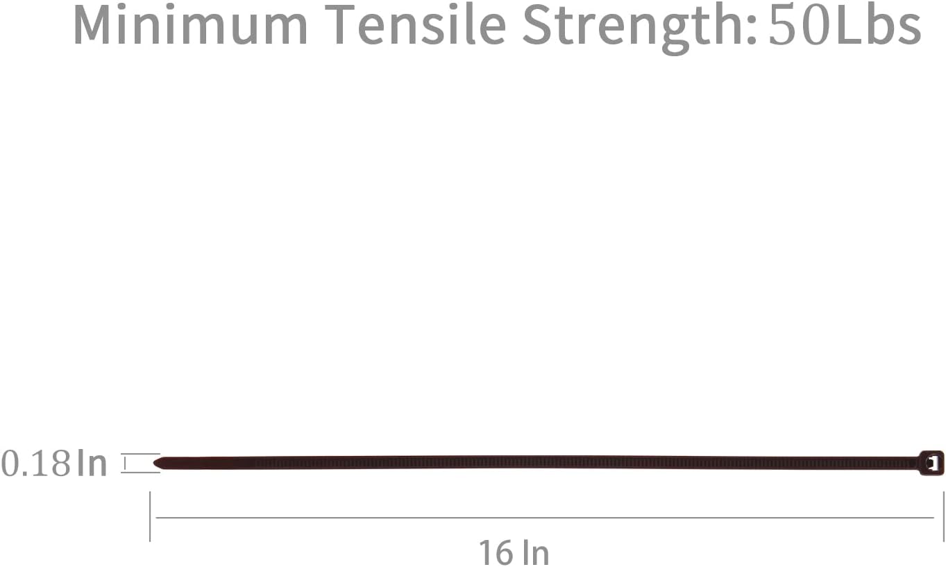 XINGO 100PCS Cable Zip Ties Heavy Duty, Premium Nylon Plastic Wire Ties with 50 Pounds Tensile Strength, Self-Locking Black Nylon Zip Ties for Indoor and Outdoor (16 inch, Brown)