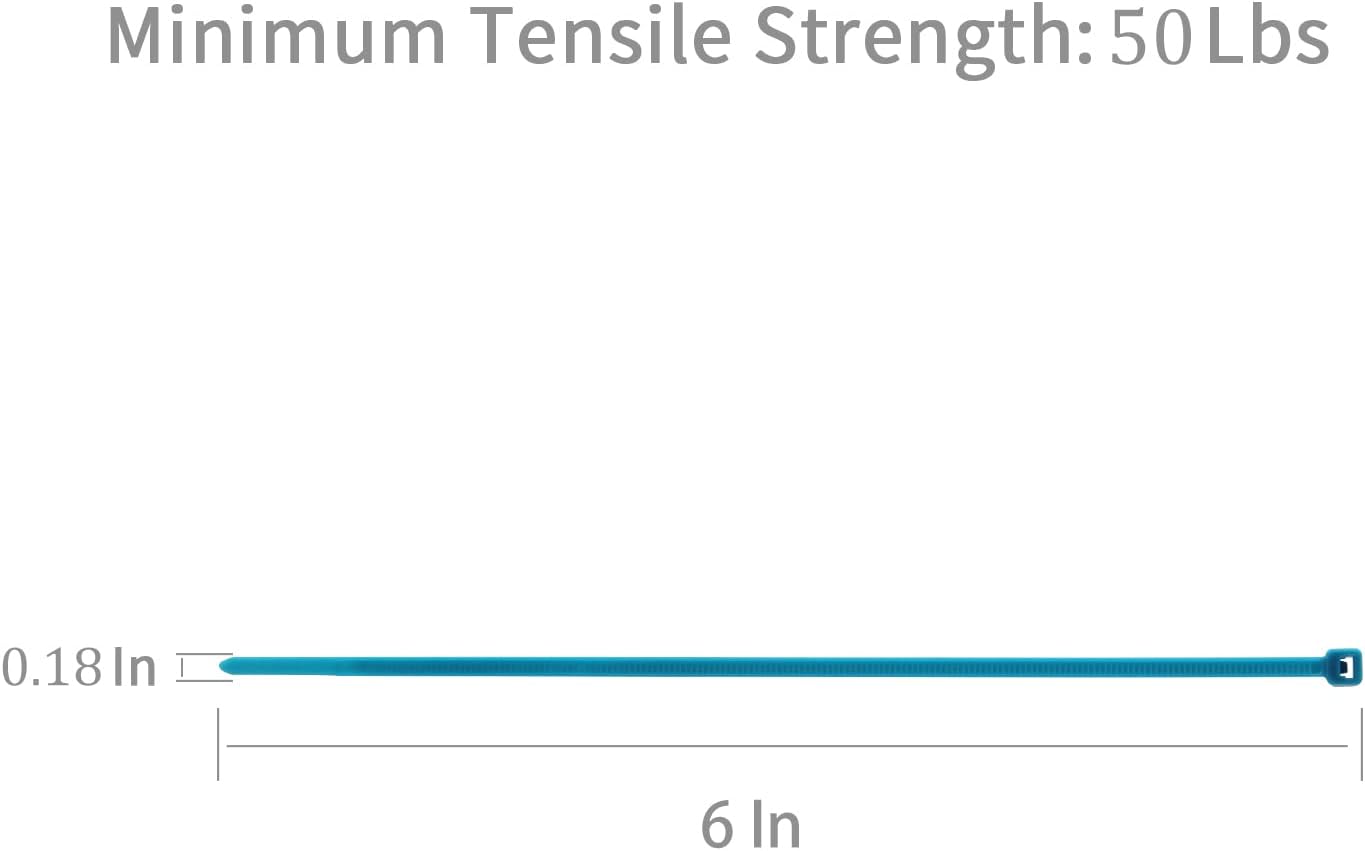 XINGO 100PCS Cable Zip Ties Heavy Duty, Premium Nylon Plastic Wire Ties with 50 Pounds Tensile Strength, Self-Locking Black Nylon Zip Ties for Indoor and Outdoor (6 inch, Blue)