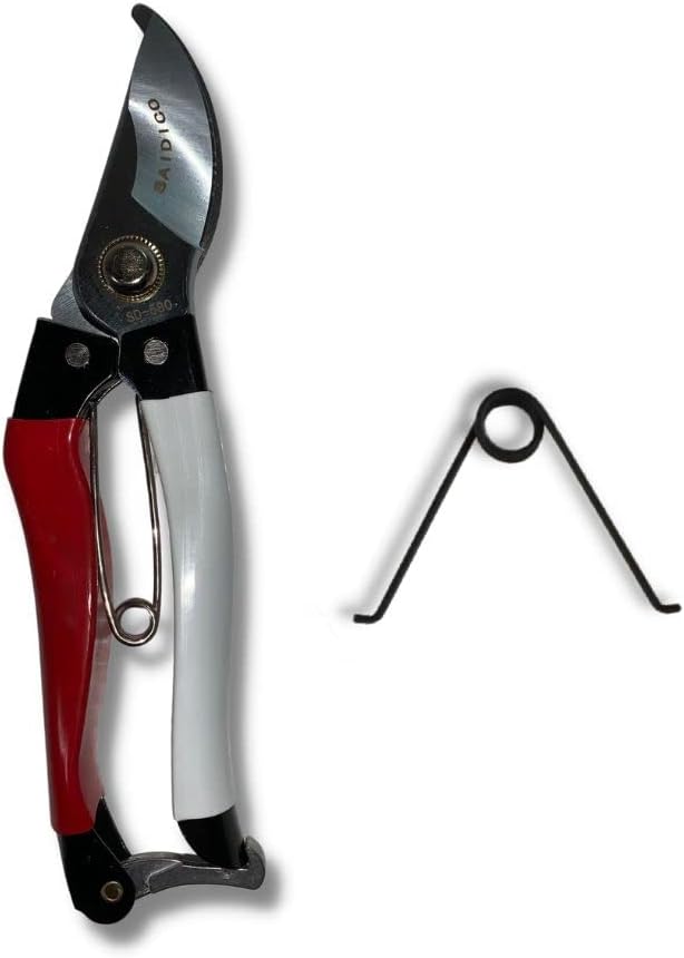 Professional Garden Pruners & Takumashii Leather Pruner Holster Kit, red, white, brown, (SD505KIT)