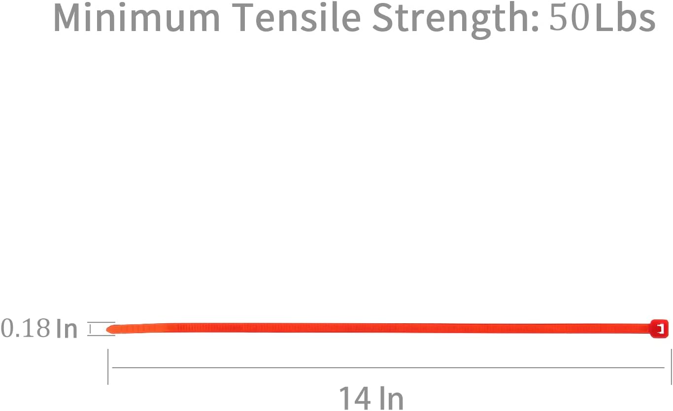 XINGO 100PCS Cable Zip Ties Heavy Duty, Premium Nylon Plastic Wire Ties with 50 Pounds Tensile Strength, Self-Locking Black Nylon Zip Ties for Indoor and Outdoor (14 inch, Red)
