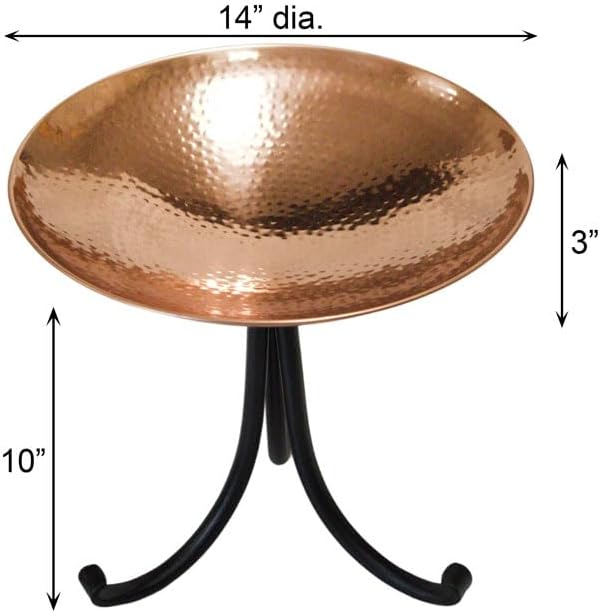 Achla Metal Bird Bath with Tripod Stand, Copper Plated