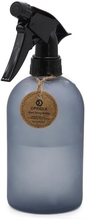 OFFIDIX Glass Spray Bottle, Fine Mist Plant Mister, Handheld Pressure Watering Can,Adjustable Nozzle Glass Spray Bottle,Handheld Spray Bottles for Garden Plants Cleaning Solutions（Gray）