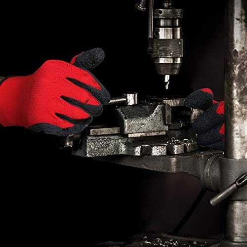 Evridwear Crinkle Latex Rubber Hand Coated Safety Work Gloves for Men Women General Multi Use Construction Warehouse Gardening Assembly Landscaping (M-Size) Red 120 Pairs Pack