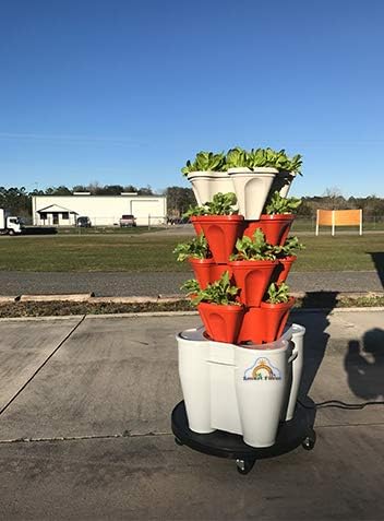 Mr. Stacky Smart Farm - Automatic Self Watering Garden - Grow Fresh Healthy Food Virtually Anywhere Year Round - Soil or Hydroponic Vertical Tower Gardening System (Standard Kit, Black)