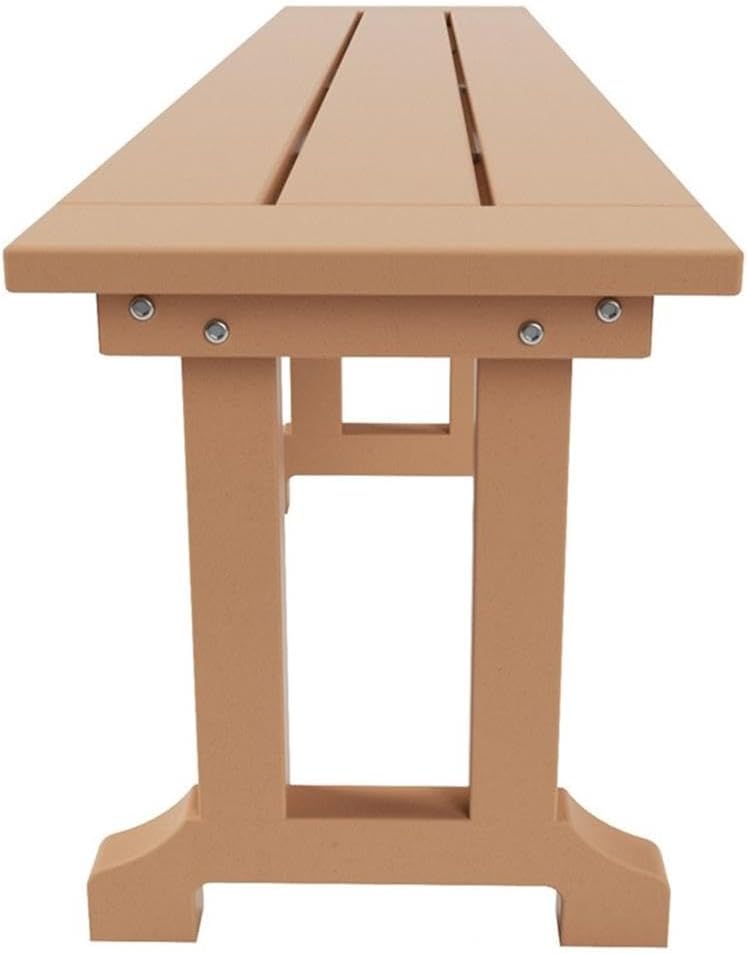 Outdoor Benches Weatherproof, Park Long Bench Poly Lumber Backless for Entryway Front Porch Garden Bench Seat for Patio, Teak