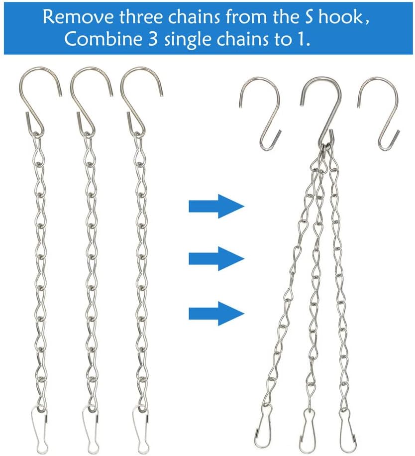 YINGFENG 6 Pack 19.7 Inch Silver Hanging Chain for Hanging Bird Feeders, Bird Houses, Planters, Baskets, Birdbaths, Lanterns, Wind Chimes, Billboards, Signs and Ornaments
