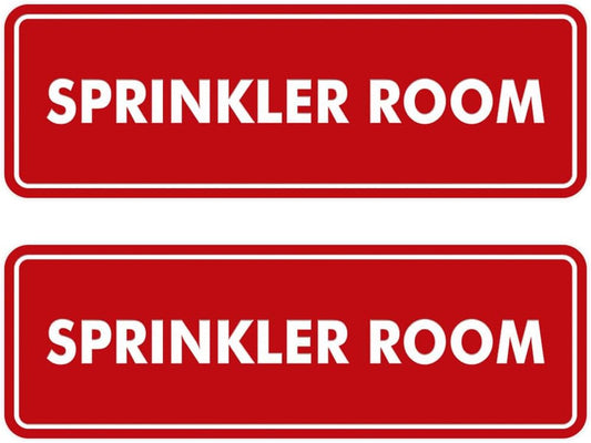 Signs ByLITA Standard Sprinkler Room Sign (Red) - Large 2 Pack
