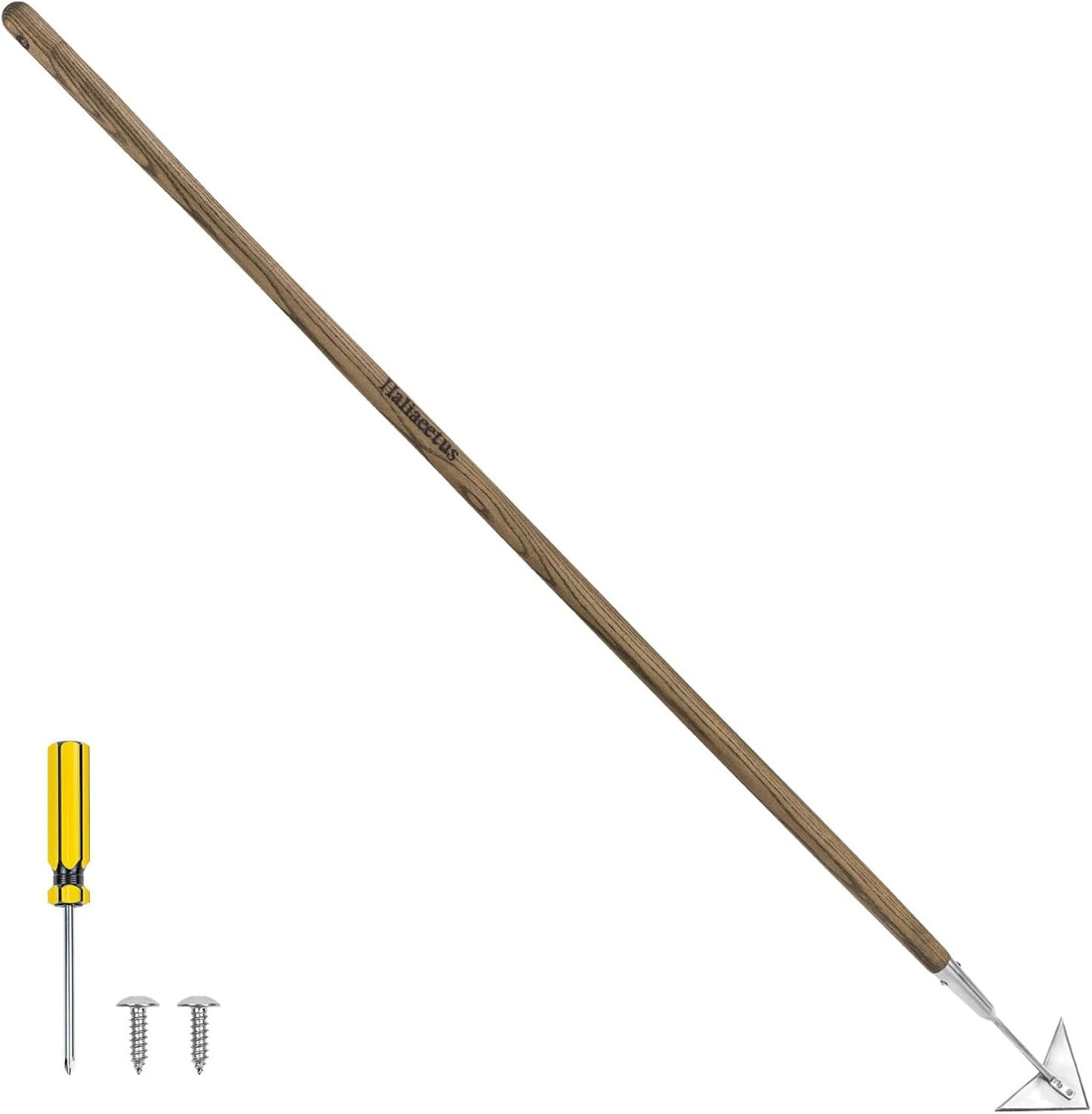 Haliaeetus Triangle Hoe, 60'' Scuffle Hoe for Keeping Your Back from Tiring Out, Weeding Just in Push-Pull Motion, Rogue Hoe with Triangle Head for Quickly Clear Out a lot of Weeds from All Direction