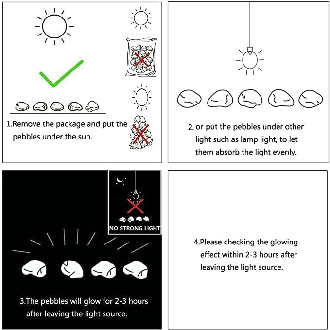 Party Zealot Inc 2lb 400PCS Glow in The Dark Pebbles Stones for Indoor and Outdoor Walkways Garden Driveway Large Bag Powered by Light and Solar (White)