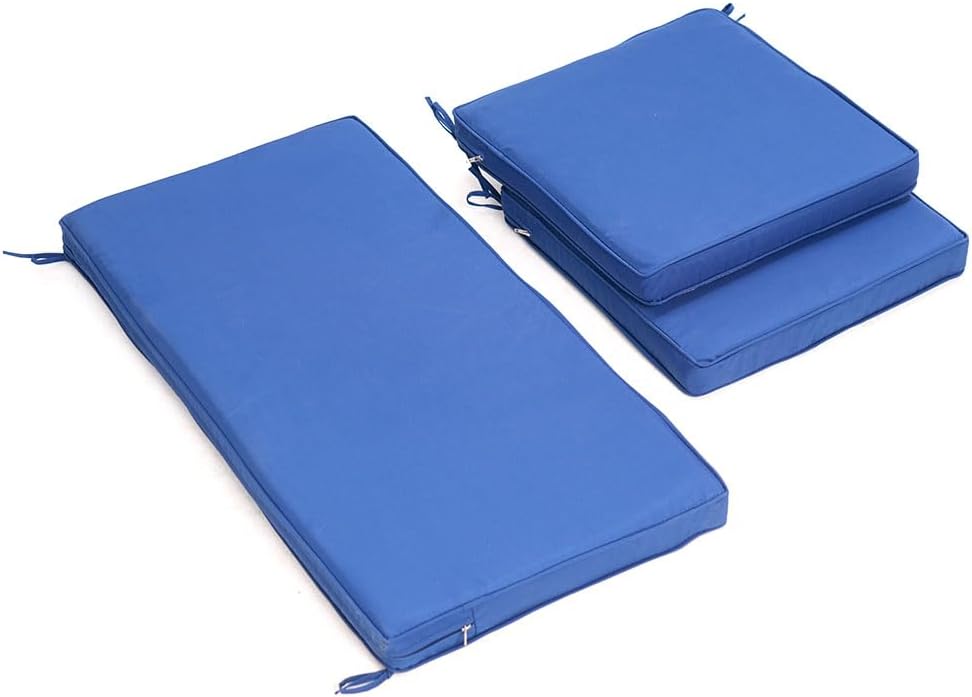 3-Pack Outdoor Patio Furniture Replacement Cushions Set–High-Elastic Sponge Cushions Fit 4-Piece Wicker Rattan Sofa, Loveseat & Chairs, 36x18x2 & 18x18x2, Waterproof, Fade-Resistant (Wine red)