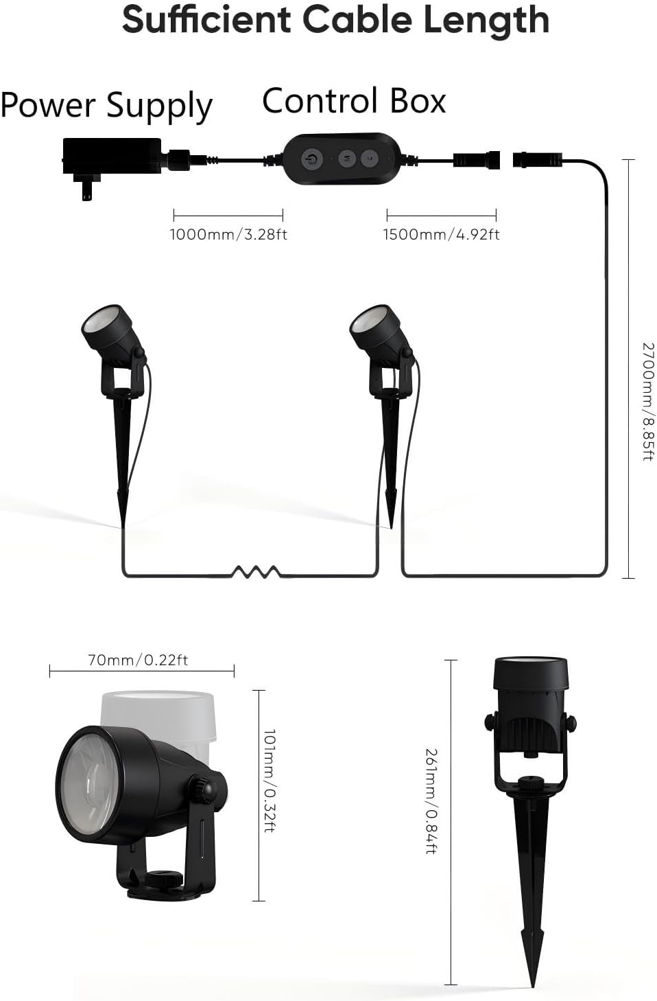 Landscape Lighting, RGBW Color Changing Low Voltage Landscape Lights with APP Control, IP65 Waterproof Outdoor Spotlights for Garden Yard Outside Decoration, 8 Pack