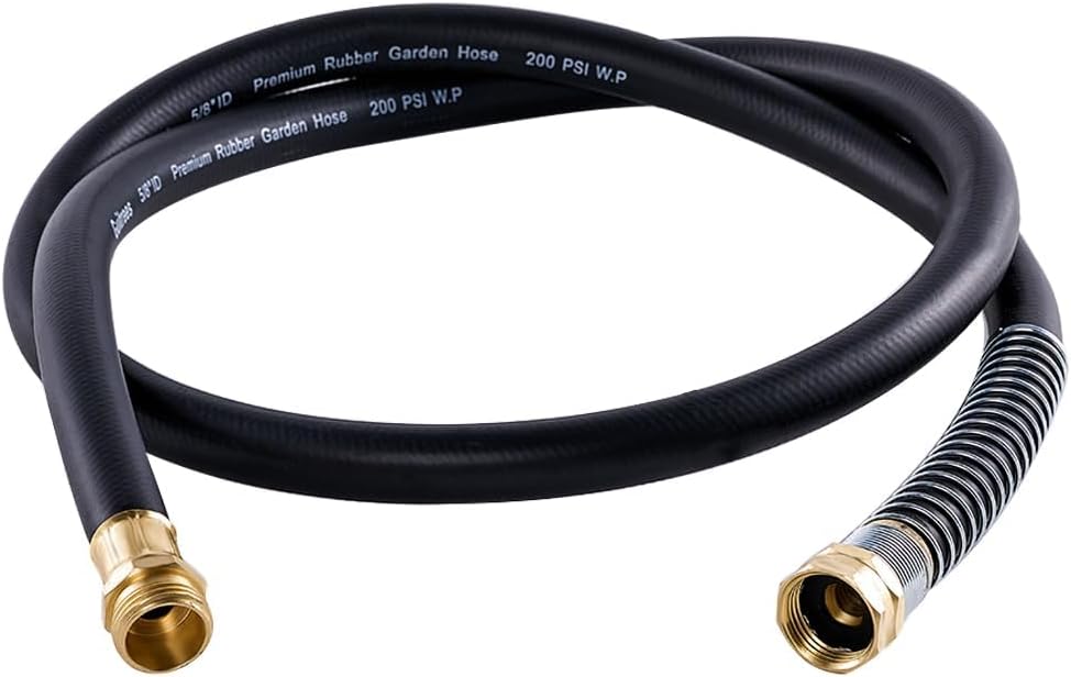Leader Garden Hose 5ft x 5/8", Heavy Duty Short Water Hose, Male to Female Fittings, Five Layered Braiding for Durability, 1000PSI Burst, 200PSI Working (Black)