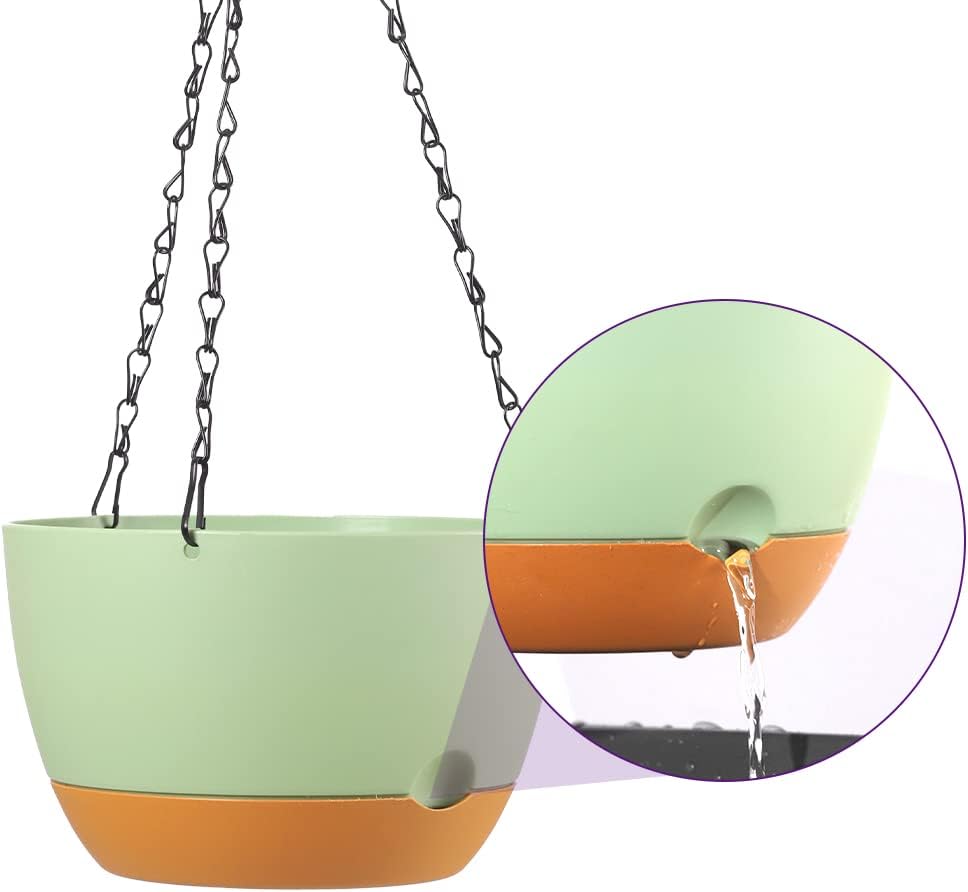 Lookat 2 Pack Hanging Pots for Plants Outdoor Indoor, 10 Inch Hanging Planters with Drainage Hole (10 inch-White)