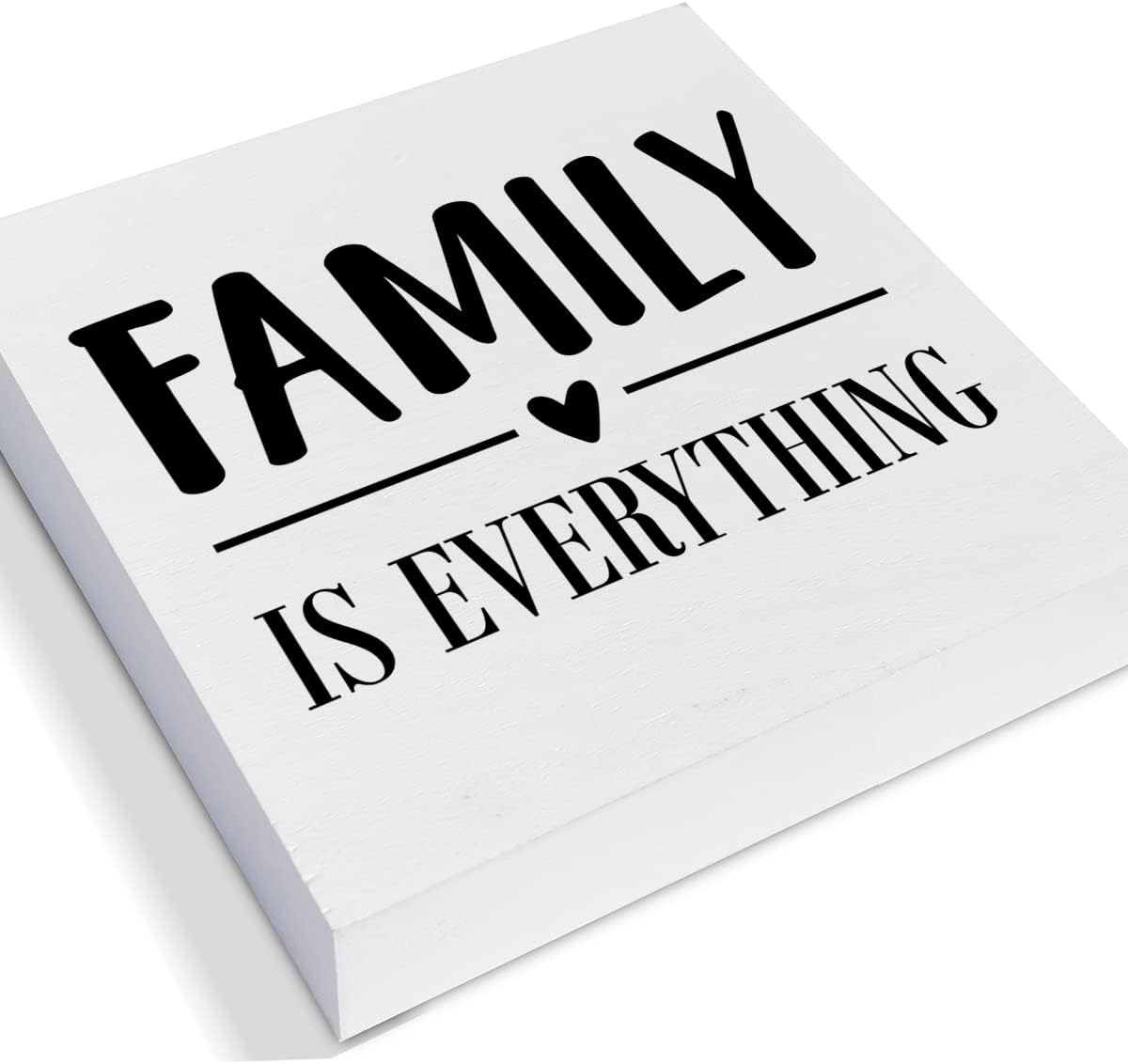 Family is Everything Decorative Wooden Box Sign Family Home Wood Block Plaque Decor Rustic Shelf or Wall Display for Living Room Bedroom