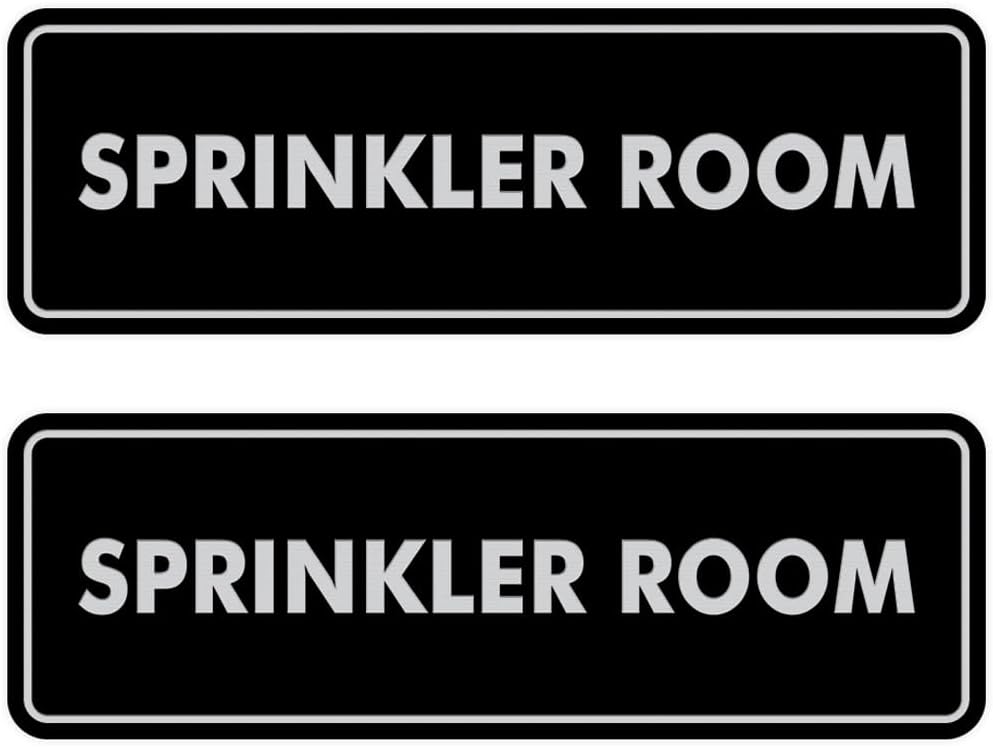 Signs ByLITA Standard Sprinkler Room Sign (Black/Silver) - Medium 2 Pack