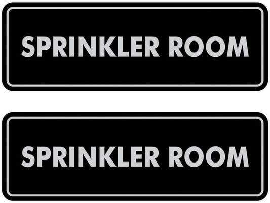 Signs ByLITA Standard Sprinkler Room Sign (Black/Silver) - Large 2 Pack