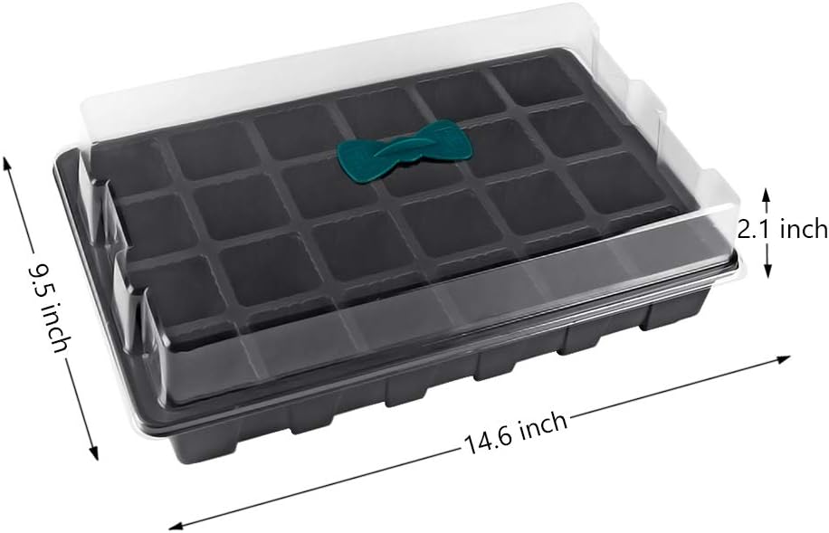 240 Cells -24 Grow Trays with Humidity Dome and Cell Insert - Mini Propagator for Seed Starting and Growing Healthy Plants Durable Reusable and Recyclable 10 Pack