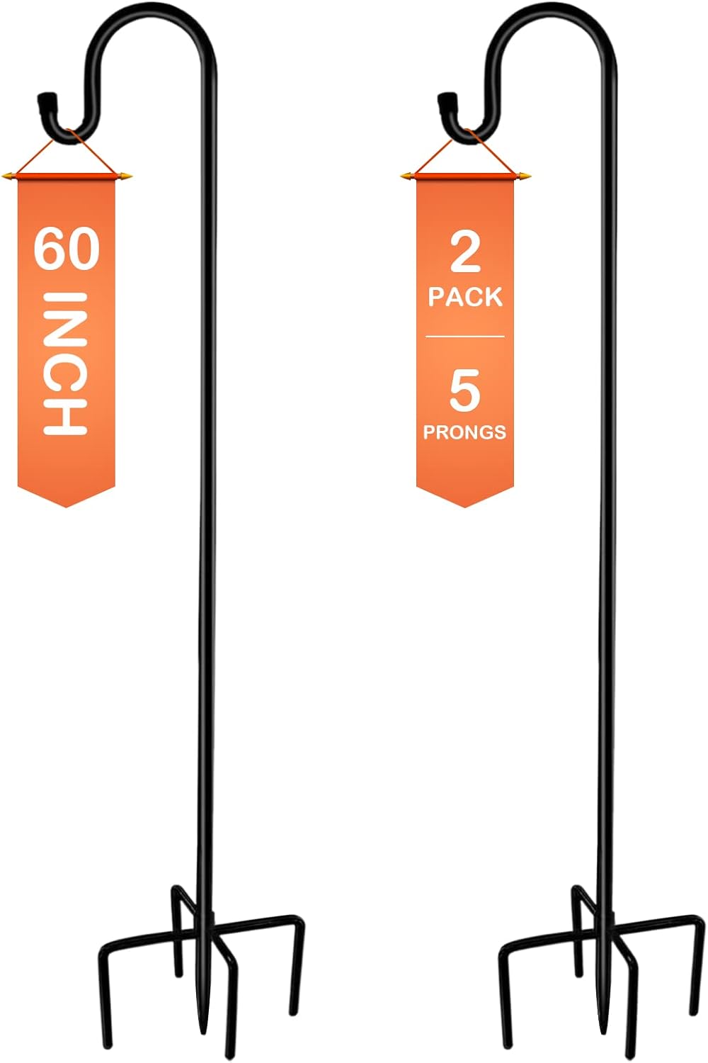 Ottsuls Shepherd-Hooks 60" Adjustable for Bird-Feeder Lantern Plant-Hook Garden-Stake - Plant Stand Hanger for Outdoor Flower Basket, Bird Feeder Hanger Weddings Decor (2 Pack)