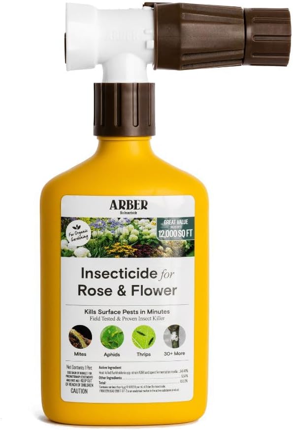 Organic Insecticide for Roses & Flowers – 16oz Ready-to-Spray Pest Control – Controls Aphids, Thrips, Japanese Beetles & More – Bee-Safe & Eco-Friendly