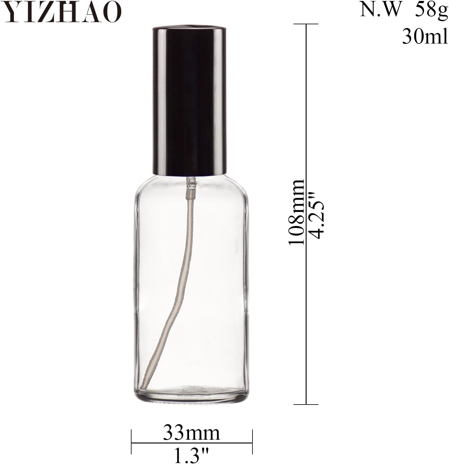 YIZHAO Clear Glass Spray Bottles 1oz, with Small Fine Mist Spray, Metal Cap, Refillable for Essential Oil,Travel,Cleaning,Perfume,Aromatherapy,Makeup – 12 Pcs