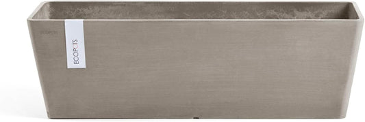 Ecopots Bruges Durable Modern Rectangular Indoor/Outdoor Recycled-Based Composite Flower Pot Planter, Taupe, 17.75"