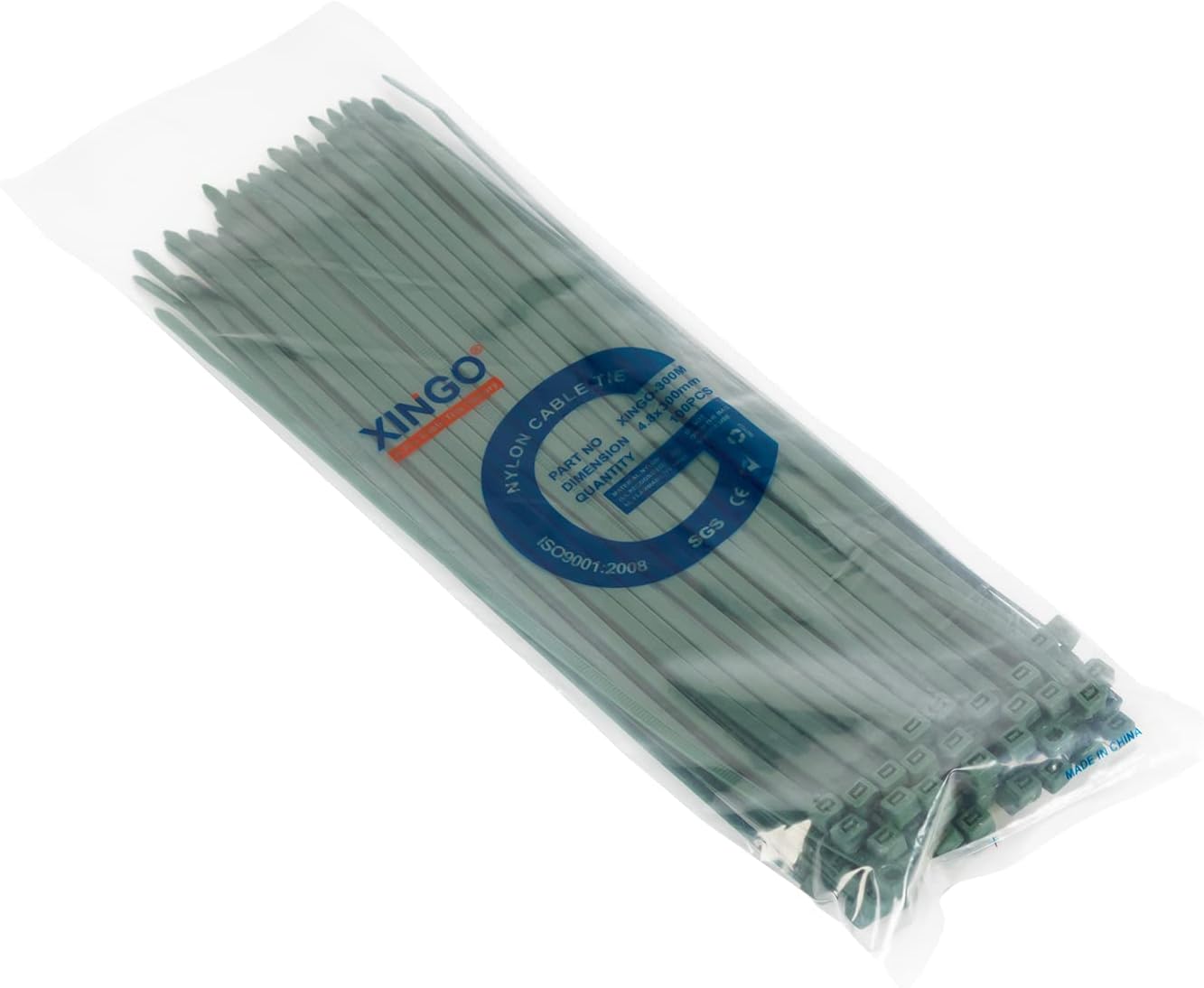 XINGO 100PCS Cable Zip Ties Heavy Duty, Premium Nylon Plastic Wire Ties with 50 Pounds Tensile Strength, Self-Locking Black Nylon Zip Ties for Indoor and Outdoor (12 inch, Dark Green)