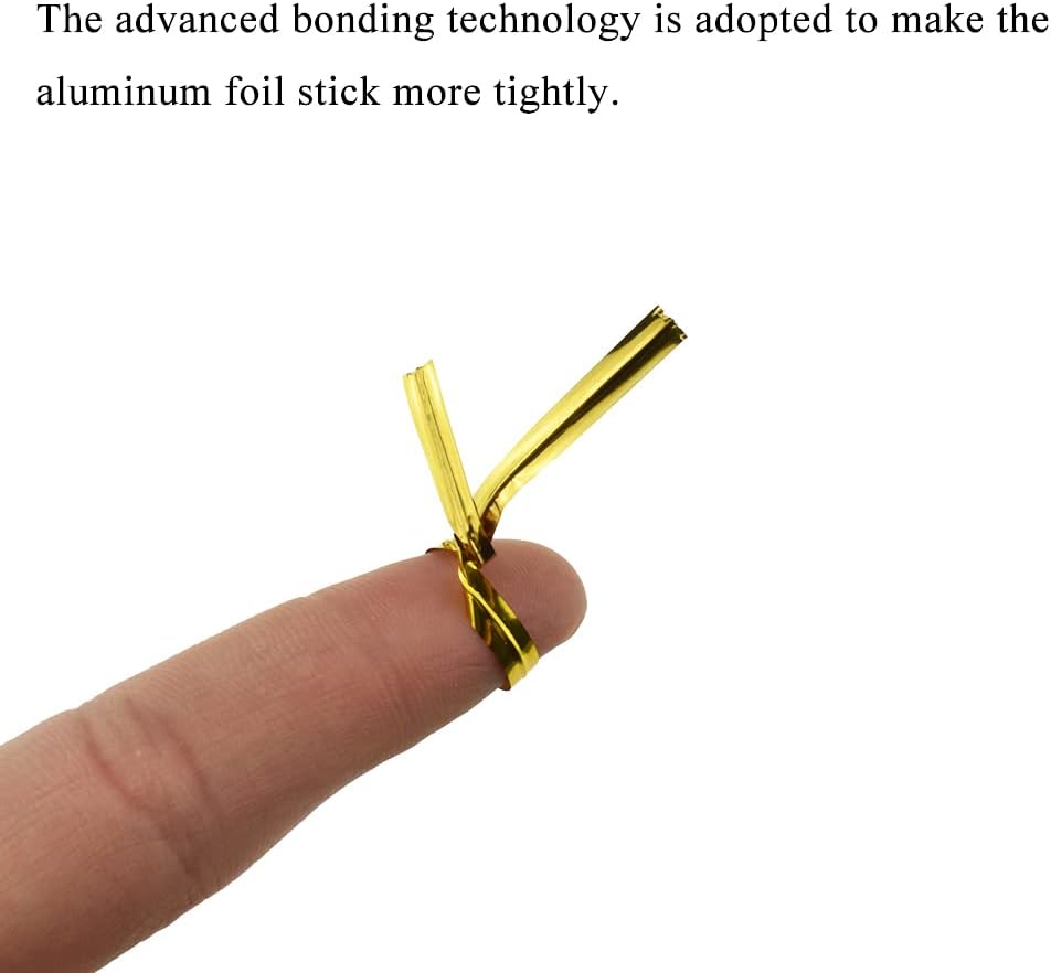 HAHIYO 300Pcs 4 inches Gold Metal Twist Ties Bread Candy Coffee Bag Ties Plant Garden Twist Ties for Cellophane Treat Bags Gift Wraping Bags Plastic Bags Halloween Party Cake Present Art Crafts