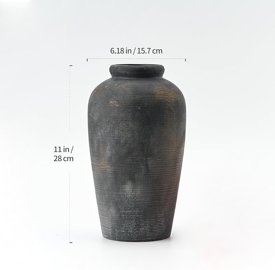 Decorative Ceramic Rustic vase,Tall vase for Minimalist Decoration,11" Large Vintage Vase for Home Decor,Centerpiece,Living Room,Enterway,Bronze