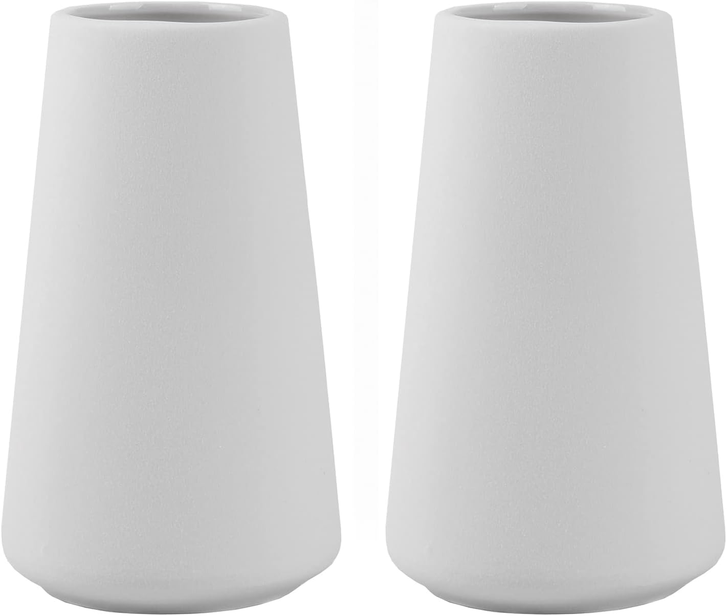 Simple Vase for Flowers Plants, Matte Vases for Modern Table Shelf Home Decor Wedding Boho Decor, 6" H Frosted Elegant Ceramic Vase for Pampas Grass Fluffy Stem Bouquet Lavender Flowers (White, 2)
