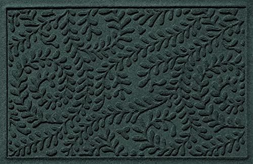 WaterHog Indoor/Outdoor Door Mat, 3' x 5', Made in USA, Durable & Skid-Resistant Front Door Rug, Decorative, Water-Trapping & Heavy-Duty Entryway Floor Mat For Your Home, Boxwood Collection, Evergreen