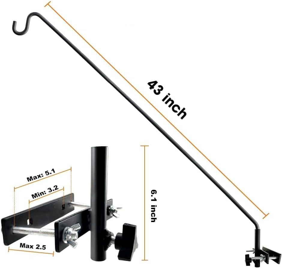ERYTLLY 2 Packs Extended Rail Hook Fence Deck Bird Feeder Hook 360 Degree Rotary and Length Adjustable Plant Bracket for Feeders, Planters, Suet Baskets, Lanterns, Wind Chimes and More