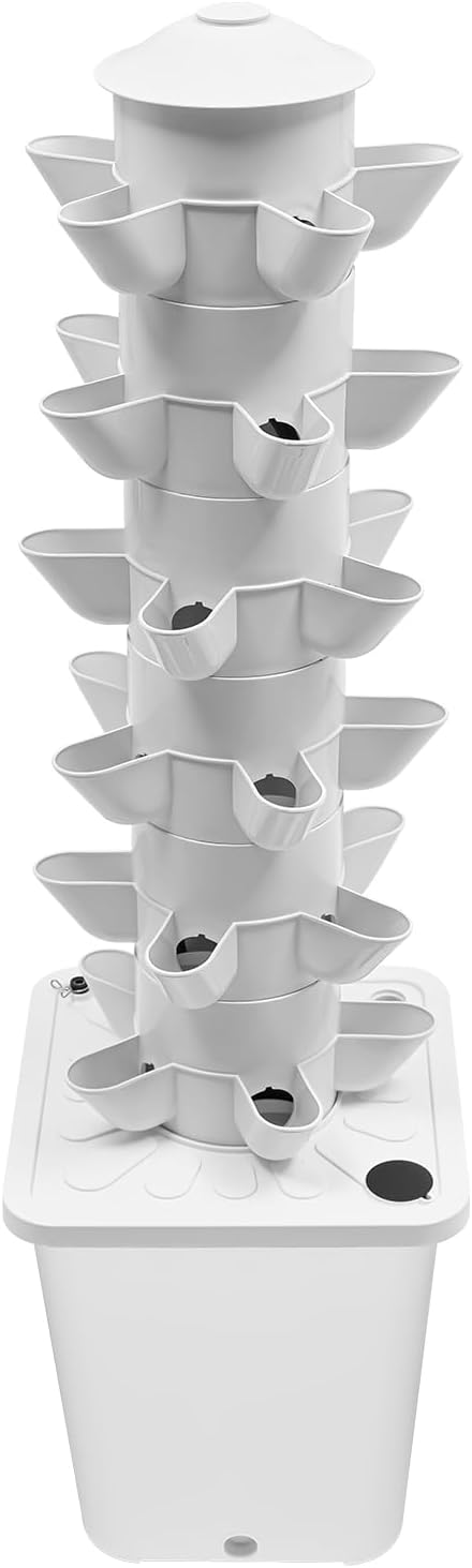 Hydroponic Growing Tower System Kit, 30-Plant Vertical Hydroponics Garden Tower with LED Grow Light, for Outdoor Indoor Herbs Fruits Vegetables Smart Garden Planter Kit