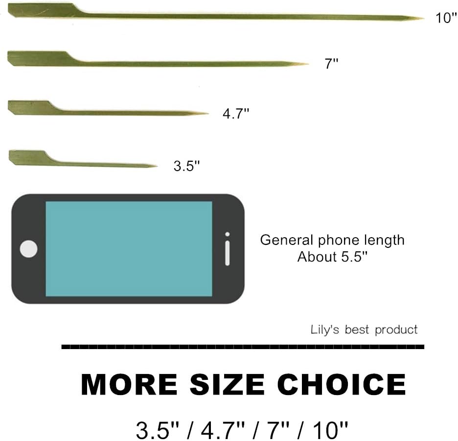 HOPELF 4.7 inch Bamboo Paddle Picks Skewers for Cocktail，Appetizers，Fruit Kabobs，Sandwich，Barbeque Snacks.Wood pick More Size Choices 3.5''/ 4.7''/ 7''/ 10'' (Pack of 100)