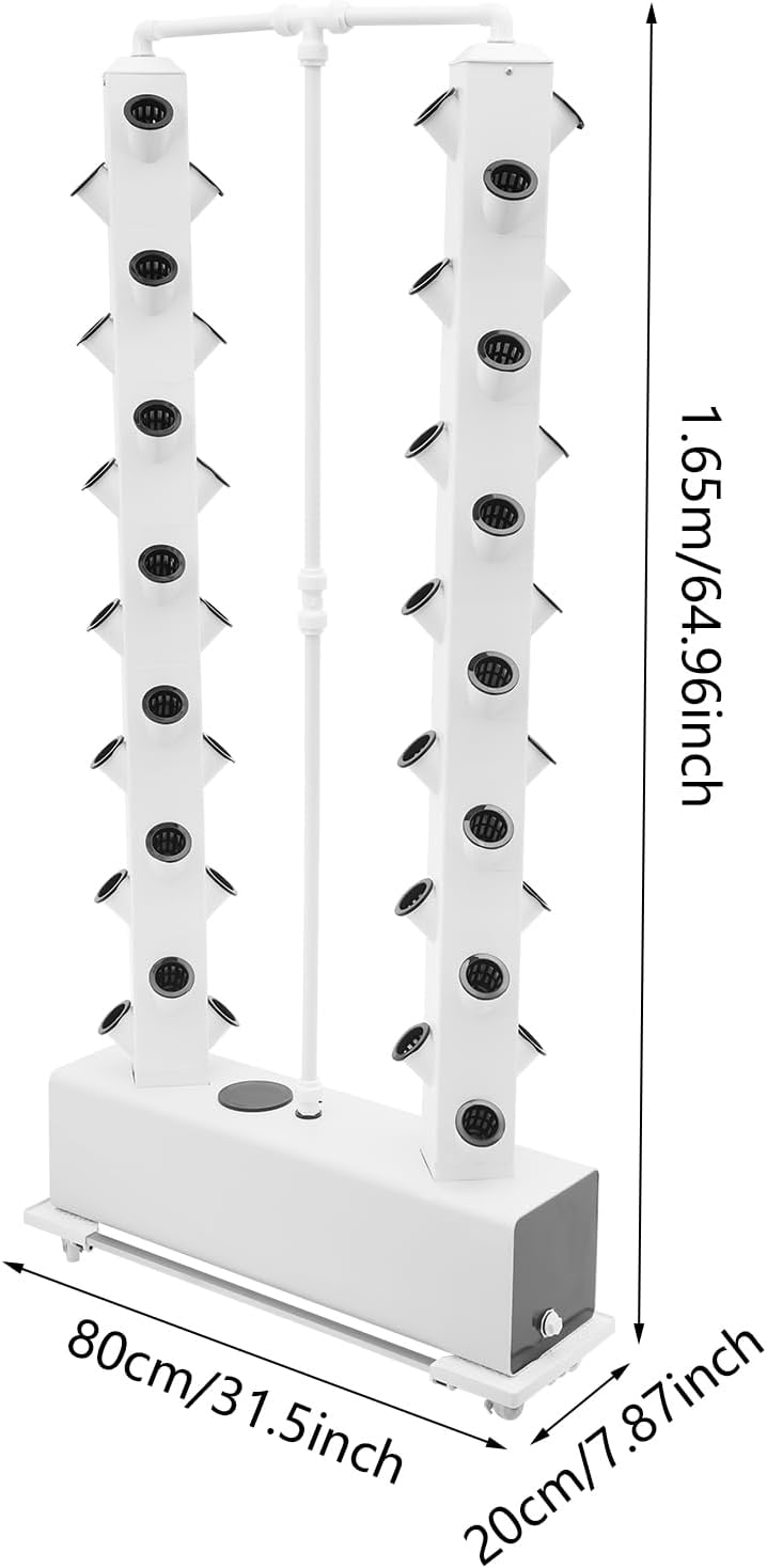 56-Pod Hydroponic Growing Tower, 7.9Gal Vertical Garden Kit with Timer, Hydroponic Growing Kit with Adjustable Water Pump & Wheels - Indoor/Outdoor Herb Vegetable Planter