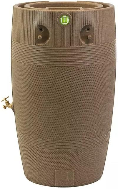 Impressions Havana Rain Barrel and Planter Top, 50 Gallon Capacity, Khaki Granite (2 Pack)