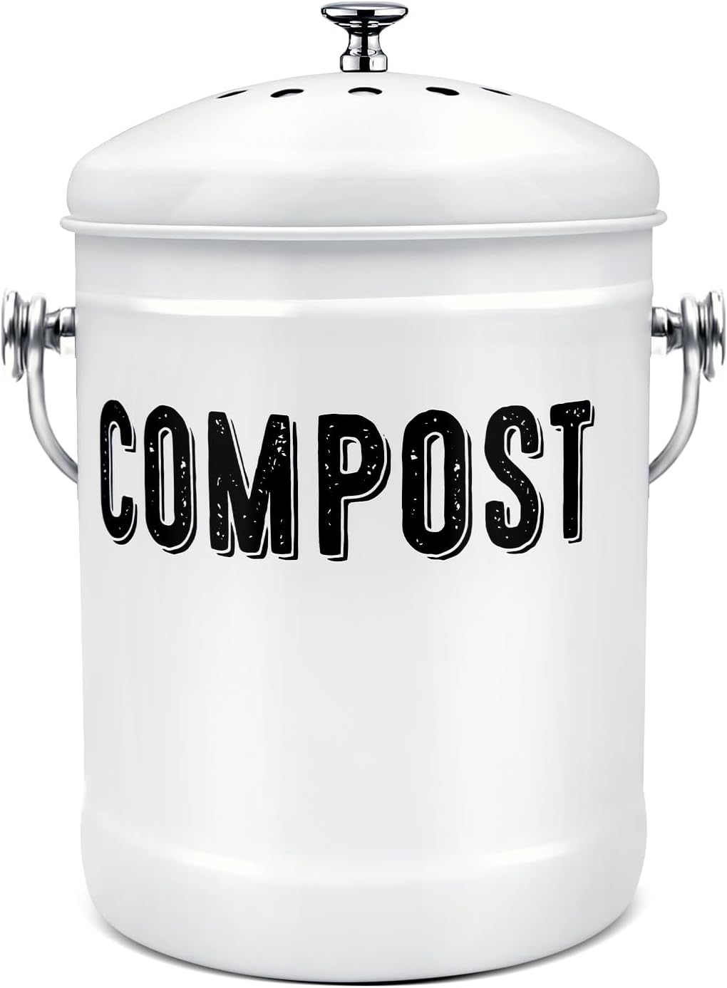 Compost Bin Kitchen, ENLOY Countertop Compost Bin with Lid Use for Kitchen Food Waste, Powder Coated Rust Proof Odorless Compost Bucket, 1.3 Gallon, White