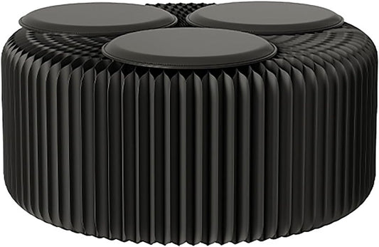 Foldable Kraft Paper Stool, Honeycomb Accordion Folding Bench, Collapsible Paper Stool for Small Spaces, Portable Footrest and Side Table for Living Room and Office,Black-30×30×150cm