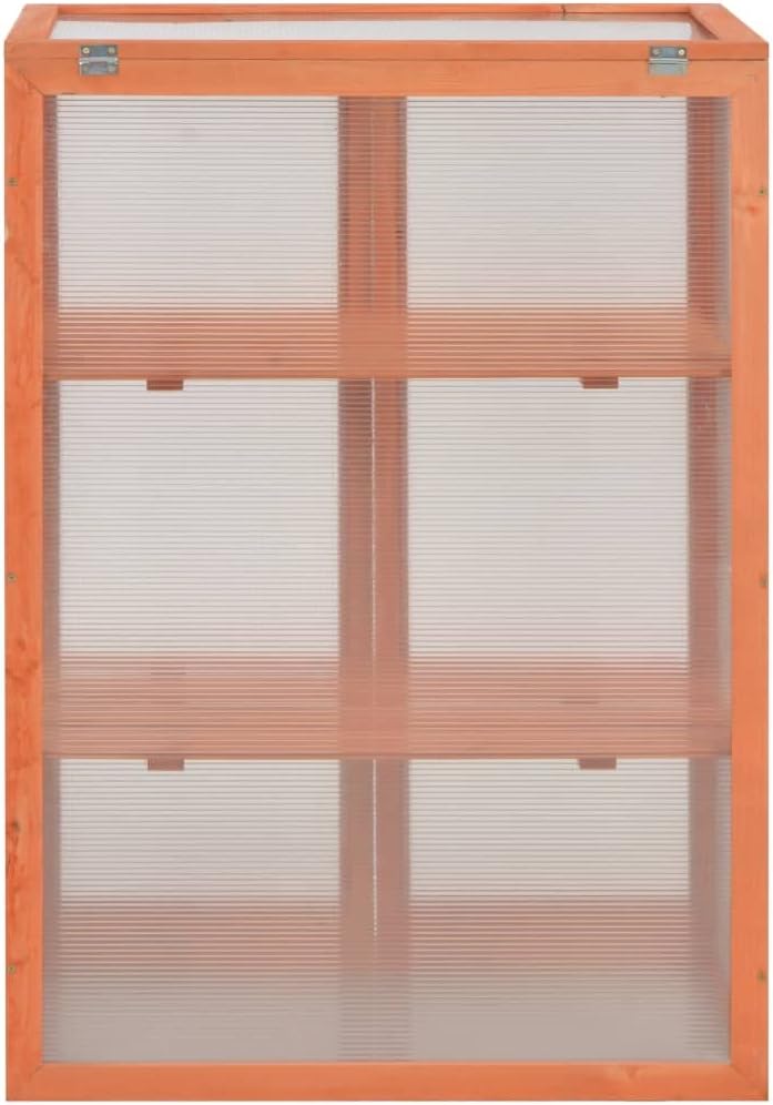 Wooden Portable Greenhouse with 2 Shelves and 2 Doors, Garden Mini Greenhouse Cabinet for Outdoor Indoor Use 29.5"x18.5"x42.9"