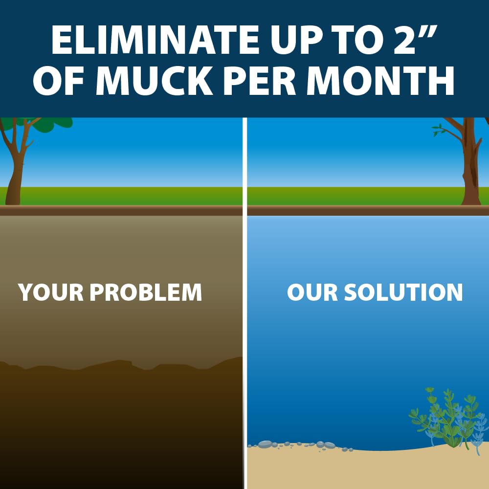 Airmax MuckAway Natural Beneficial Bacteria for Outdoor Ponds & Lakes, Muck, Sludge & Noxious Odor Solution, Easy to use Enzyme Tablets, Cleaner Beach & Shoreline, Fish, Pet & Wildlife Safe, 8 Scoops