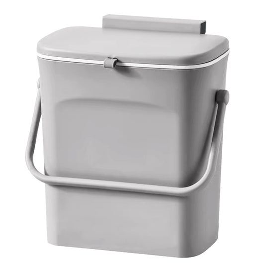 LALASTAR Kitchen Compost Bin for Countertop or Under Sink, Hanging Small Trash Can with Lid for RV/Office/Bedroom/Dorm, Mountable Indoor Compost Bucket, 9L/2.4 Gal, Grey
